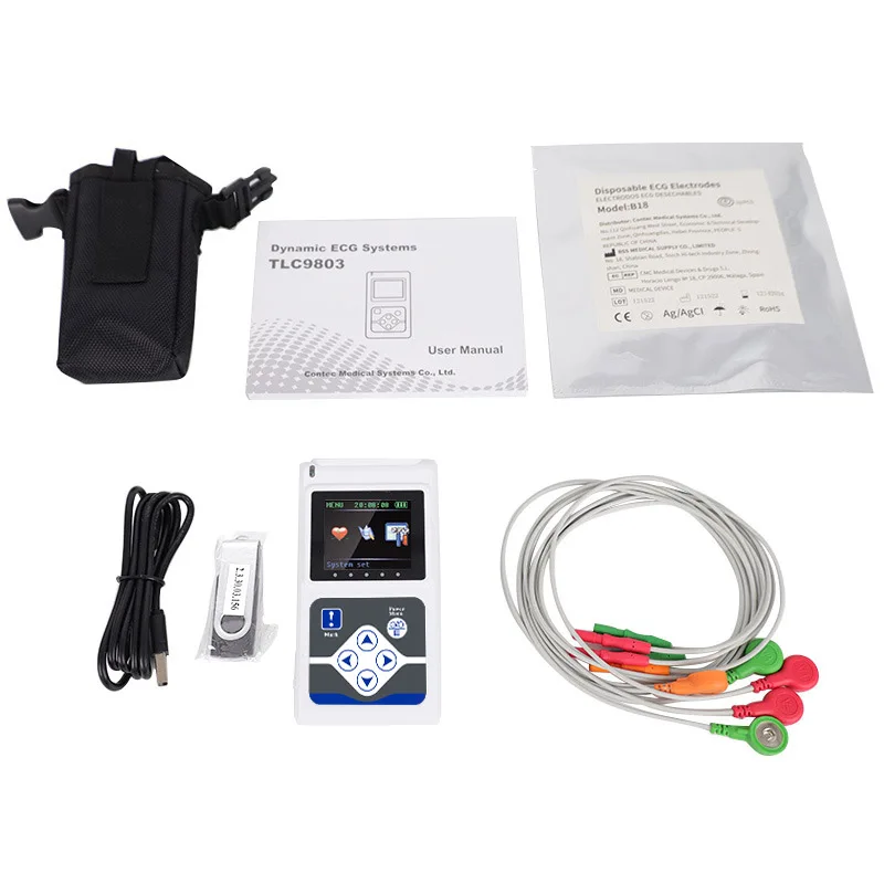 CONTEC TLC9803 ECG 3 Channel Holter ECG System + PC Software 24 Hours Recorder Dynamic 3-lead ECG Systems