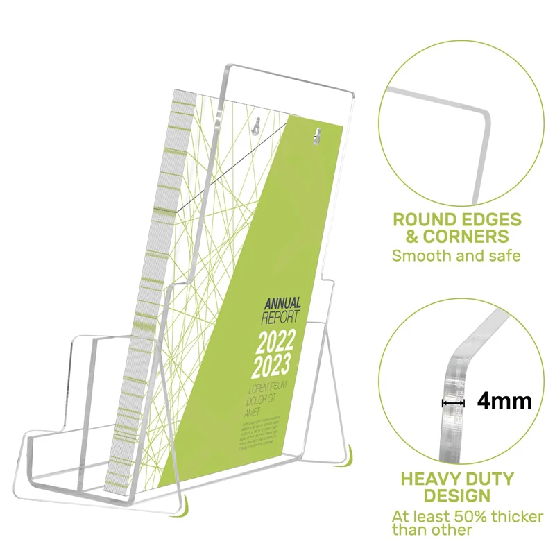 8.5*11inch Acrylic Brochure Holder 2 Pack Flyer Holder Stand with Removable Divider for Literature Card Display Organizer
