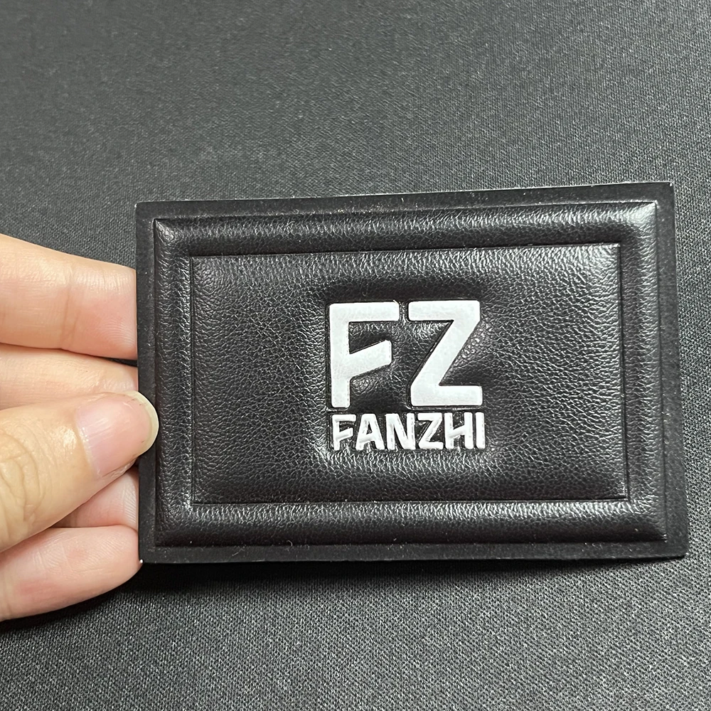 Custom Embossed Brand Name Logo Jeans Back Leather Patches Sewing On Backing for Leather Labels