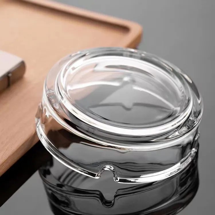 Wholesale Factory Cheap Price Round Transparent Smoke Ashtray Home Decor Smoking Accessories Clear Glass Ashtray
