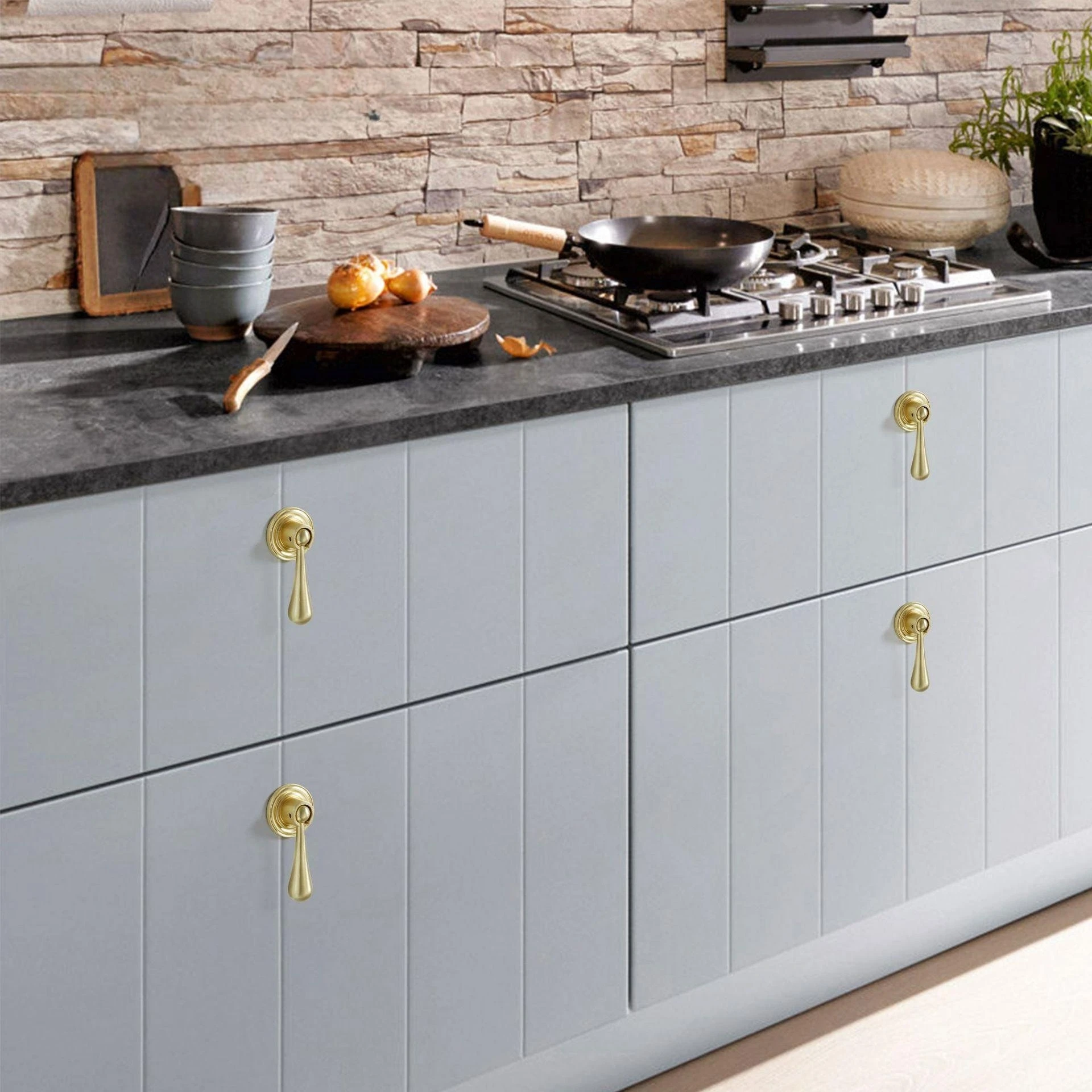 Aluminium Profile Solid Metal Hardware Furniture Kitchen Door Pull Handle Simple gold copper natural color