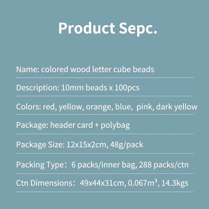 Artisancraft colorful cube letter alphabet beads 10mm wooden beads for making bracelets