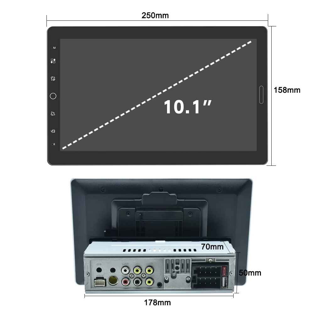 Henmall Car Stereo 10 Inch 1 Din MP5 Multimedia Audio Player FM Carplay Android Auto Touch Screen Single Din Car Radio