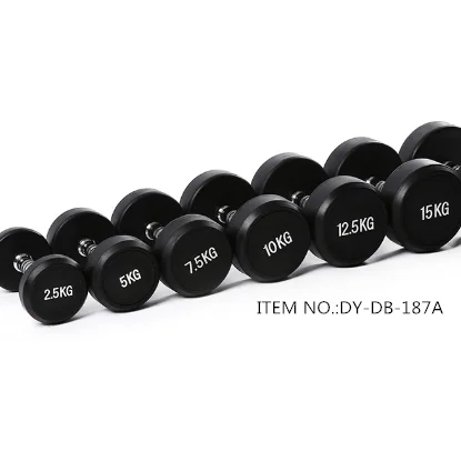 Rubber Coated Dumbbell/Wholesale high quality Fixed Round Head Rubber Coated Dumbbell