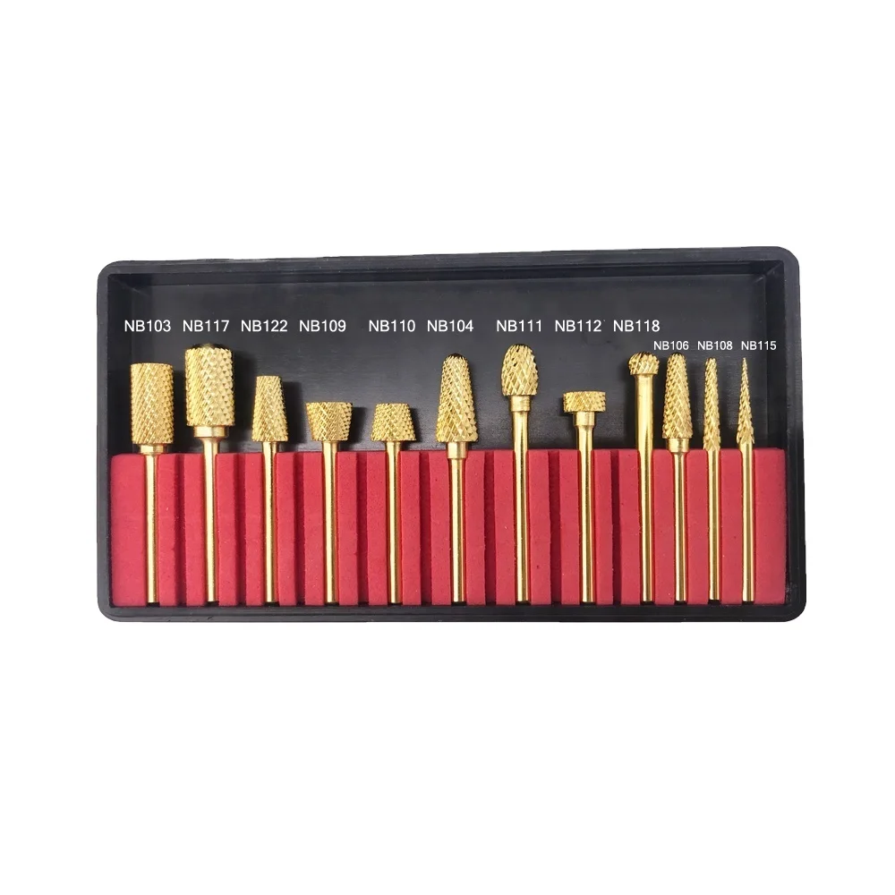 Professional gold carbide bit footcare set 12 pcs electric pedicure kit podiatry set
