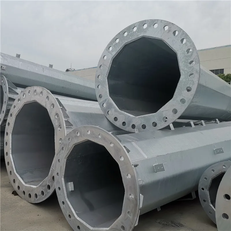Hot Dip Galvanized Steel Electric Pole , OEM Power Distribution Poles