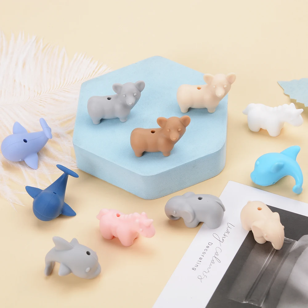 Animal shapes Factory Custom Silicone 3D Beads For Pen Making Diy Baby Pacifier Clip Accessories Jewelry