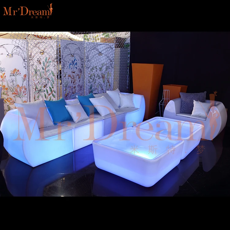 
16 colors changing comfort portable modern illuminated led living room outdoor led corner sofa 