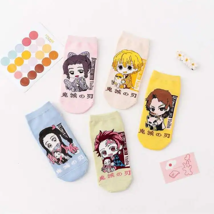 Different Styles Japanese Anime Women Men Demon Slayer Cotton Sock Super Pika chu Sock For Anime Fans Gift Sock