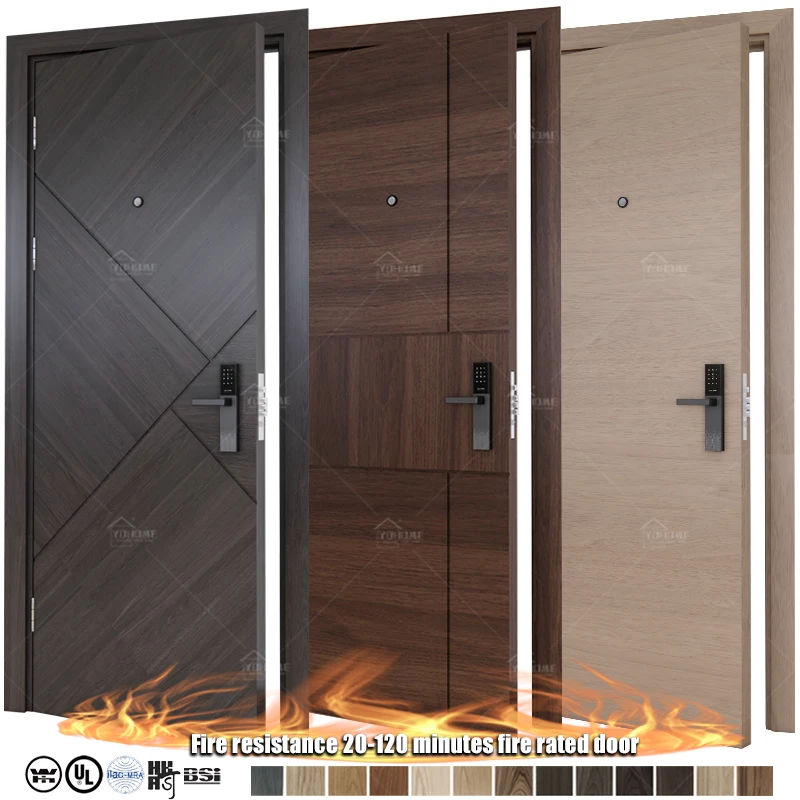 UL10b-10c Fire protection Certification Fd30 Wooden Door Fireproof Soundproof Hotel Room Proof Interior