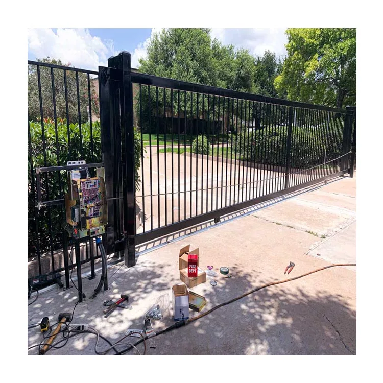 Hot sale sliding motorized driveway gate steel steel gate decorations