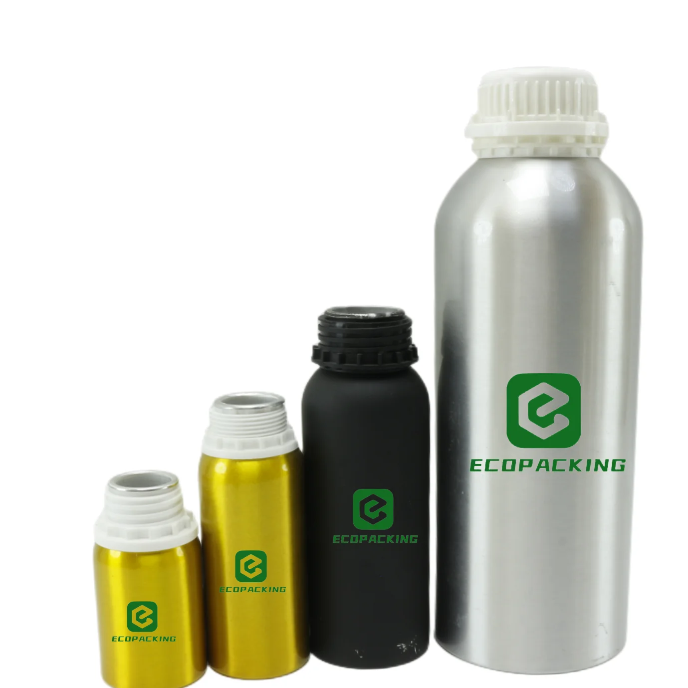 Hot sale aluminum bottle 250 ml 500 ml 1000 ml 1 L matte black empty metal aluminum essential oil bottle with tamper evident lid