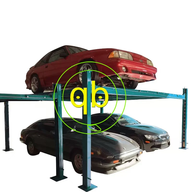 4 Four Post 2 Level Double Cars Wide Hydraulic Car Parking Lift System Vehicle Mechanical Vertical Garage Dual Stacker Equipment