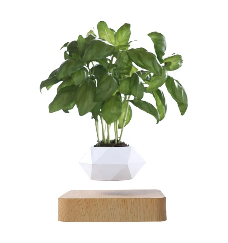 Hexagon White Levitating Characteristic Shape Silicone Mold Glazed Epoxy Floating Flower Pot Plants Creative Desktop Office