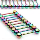 316 Stainless Steel Trendy Titanium Plated Tongue Ring Tongue Studs Body Piercing Jewelry for Women Men