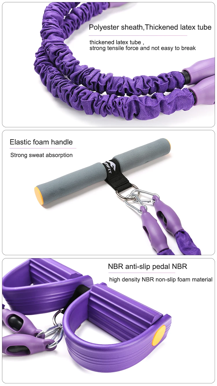 exercise ankle yoga latex pull resistance bands set with foot pedals