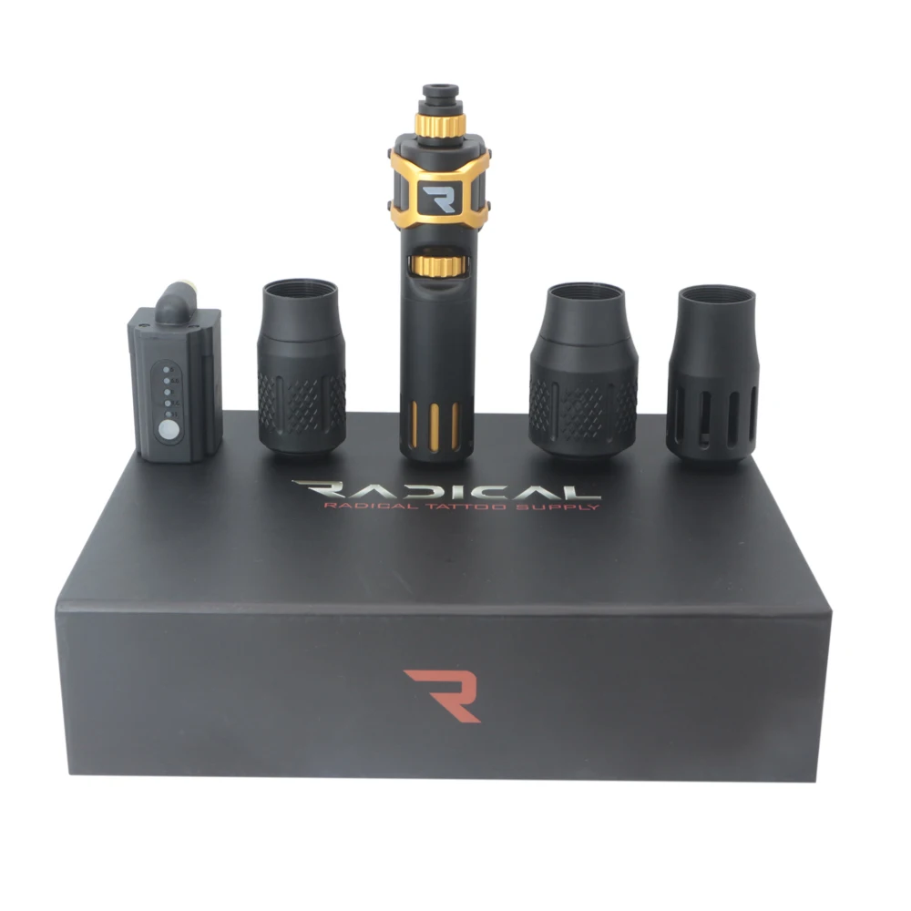 High quality RADICAL aluminum gold tattoo pen wireless tattoo machine kit