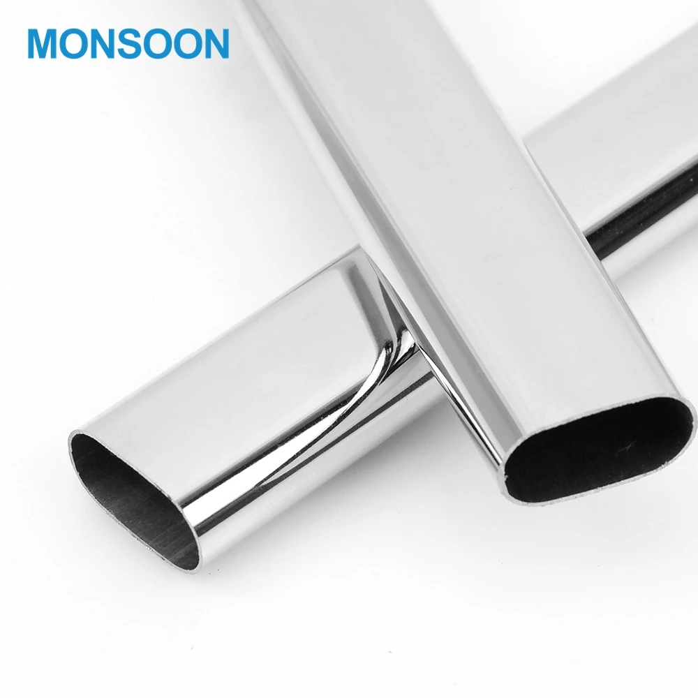 
Monsoon Hot Sale Wardrobe Accessories Chrome Iron Oval Aluminum Hanging Tube Stainless Steel Wardrobe Tube 