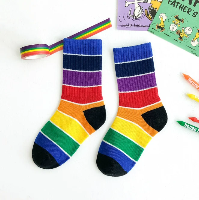 
Kids Colorful Girls Crew Fancy Colored Boy Sports Baby Socks Rainbow 