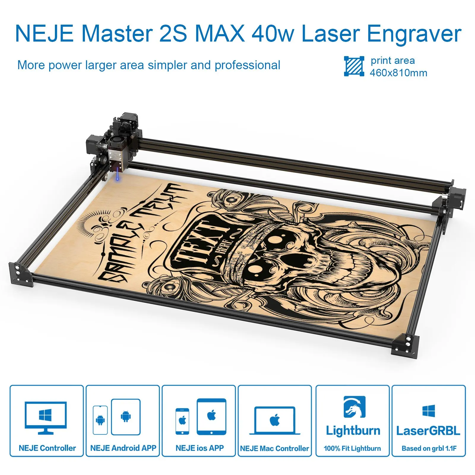 Лазерный гравер/резак NEJE MASTER 2S MAX 40 Вт с двумя лазерными лучами A40640 лазерный гравировальный станок 460X810