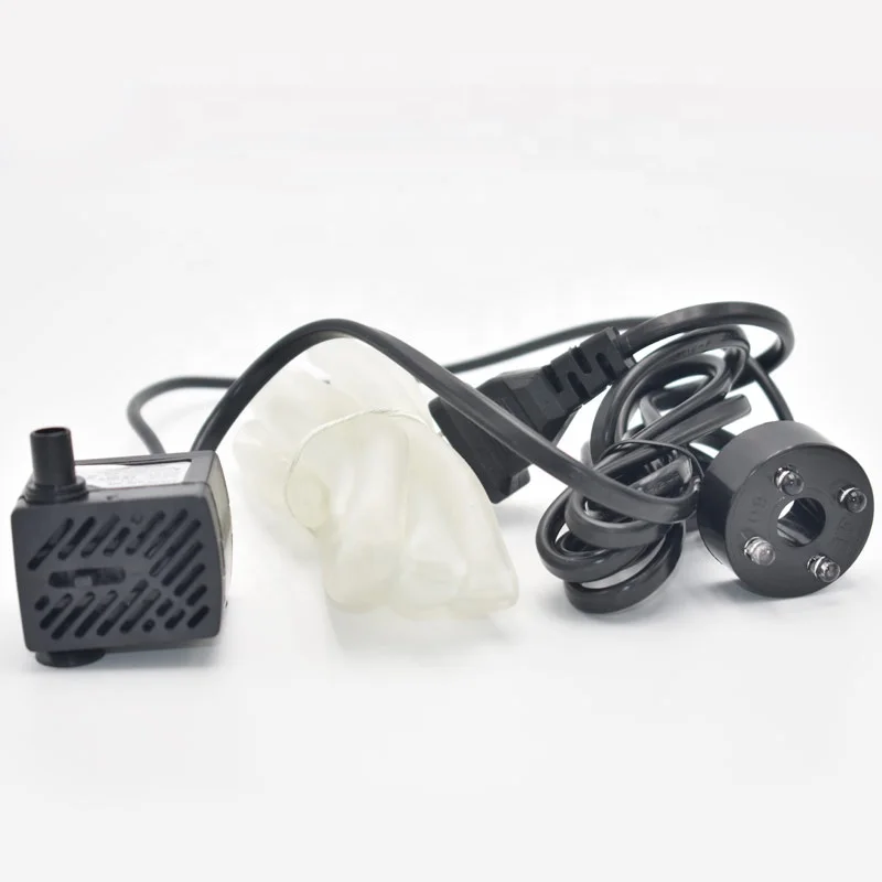 3W Pump with 4 LED Lights Mini Submersible Aquarium Pump for Fountain Rockery, 110V/220V, 50/60HZ, CN/EU/US/AU in Stock
