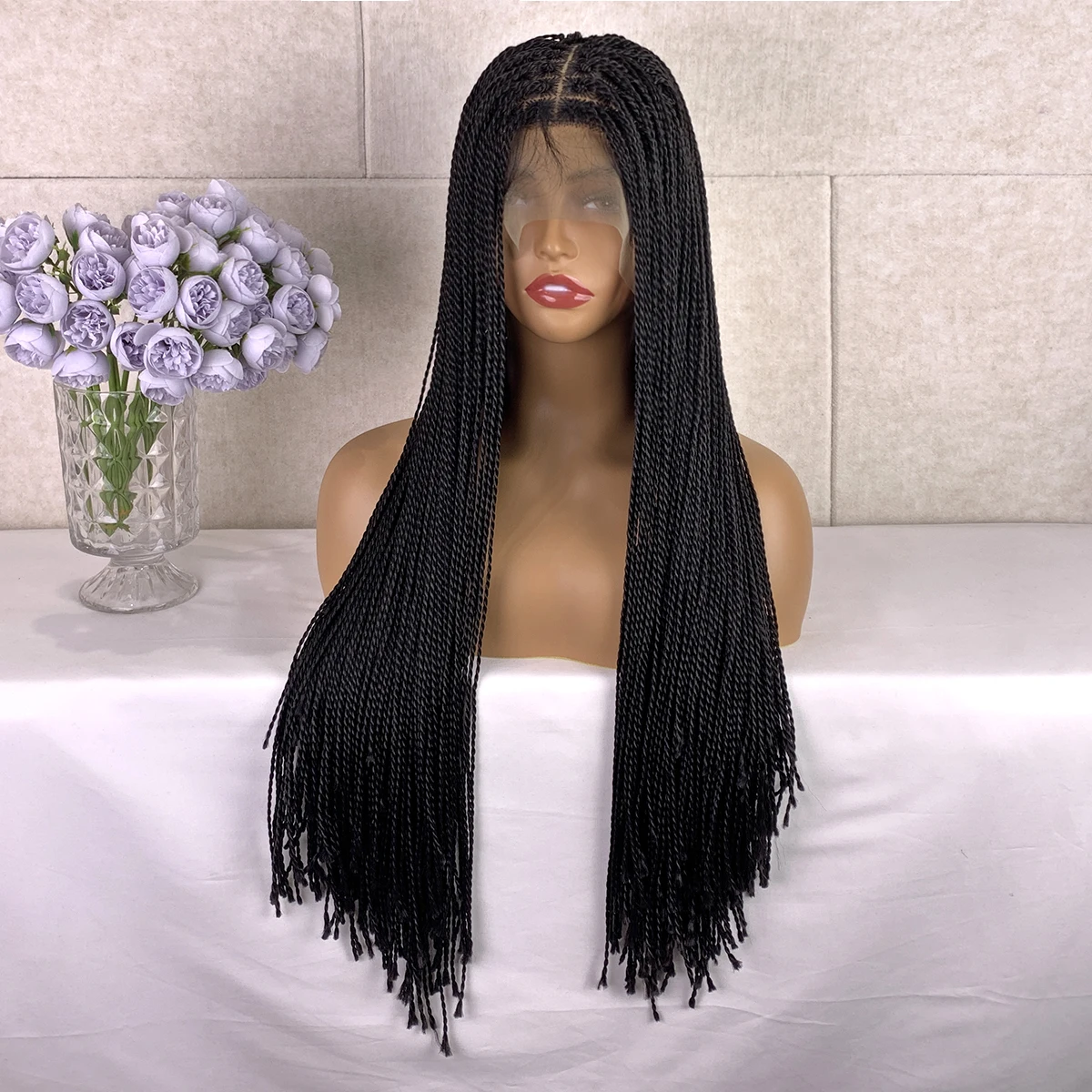 factory price braided wigs lace front, different styles african box braided wigs for black women