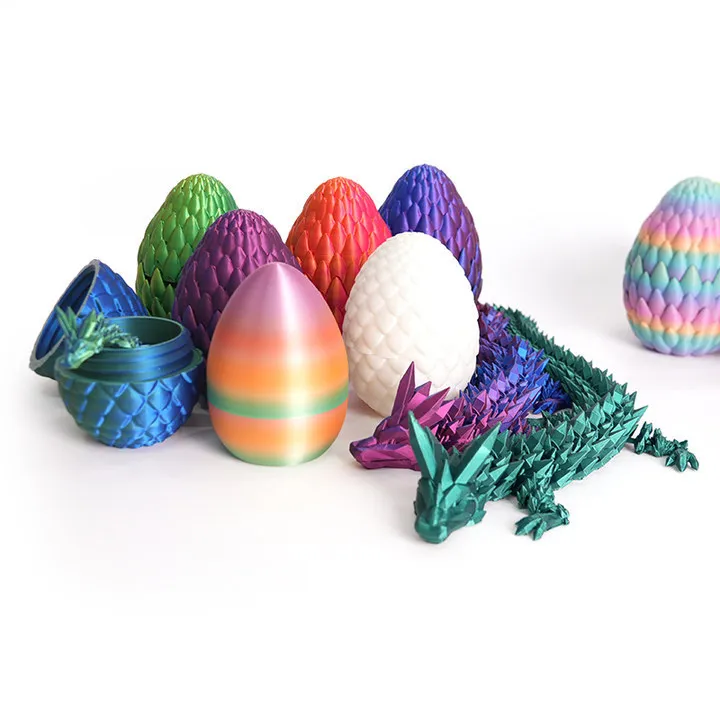 New products 2024 custom articulated 3d printed crystal dragon with dragon egg fidgets toys for kids