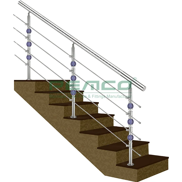 A260 Stainless Steel Round Tube Balustrade Handrails Staircase Inox Crystal Pipe Railing