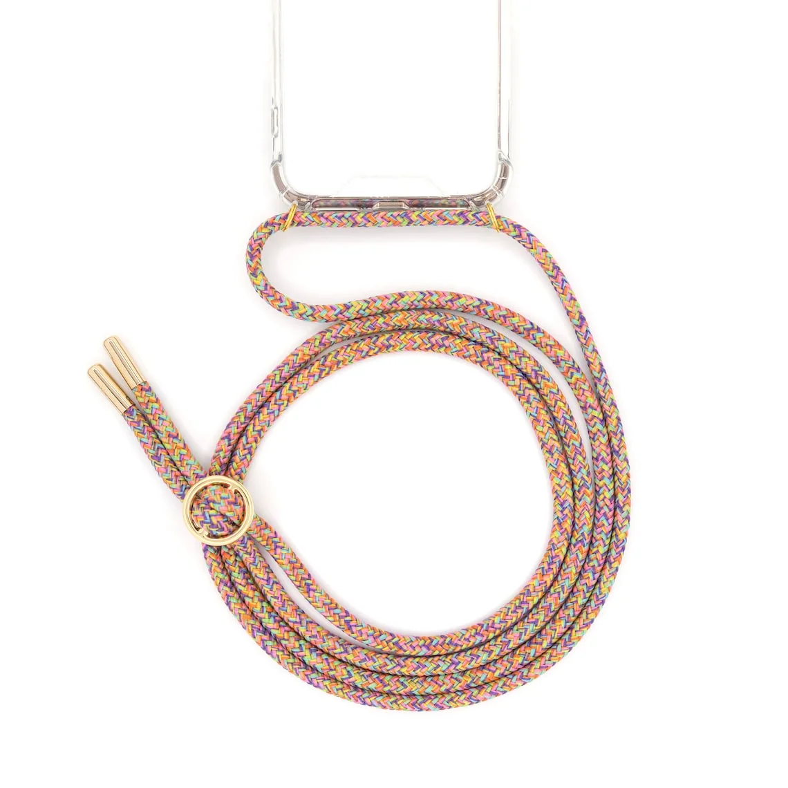 Custom Lanyard  Mobile phone chain cover with exchangeable cord to hang around mobile phone strap to change in silver or gold