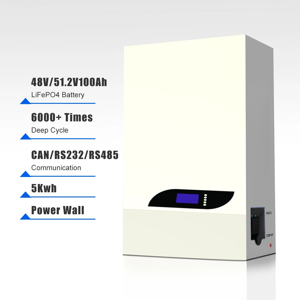 5KWH Lifepo4 48v 100ah Wall-Mount Battery Pack  for Solar Home Energy Storage Battery System