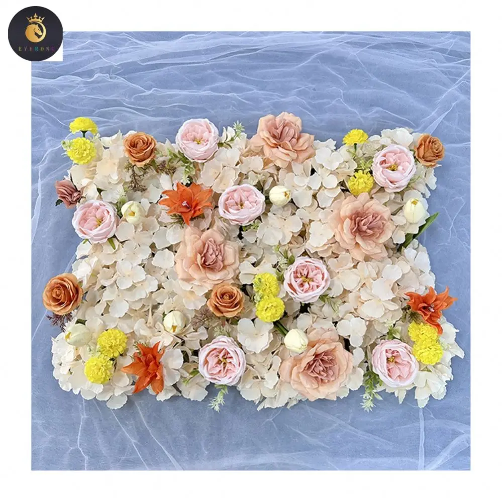 ev140 Small Flower Row D91 Orange champagne Artificial Flower Wall Wedding Party Background Wall
