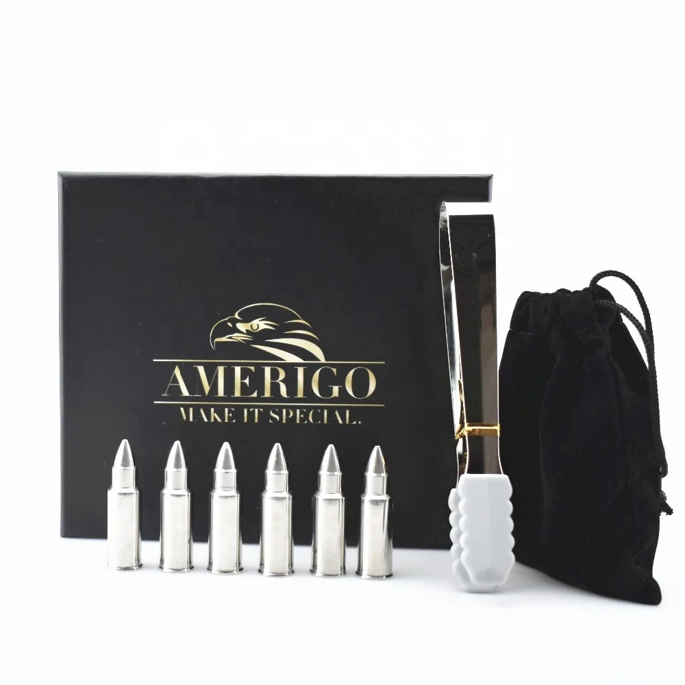 bullet shape whiskey stone ,bullet whiskey stone,whiskey bullets Gift Set with tongs and travel bag