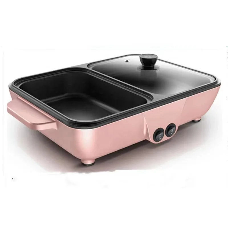 2 in 1 electric hot pot and grill electric mini baking pan