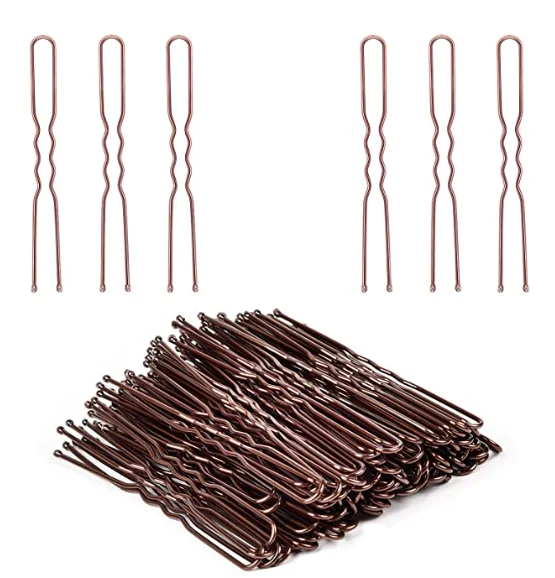 Wholesale 4 Color 50pcs black U will not clip the hair Crimped Design with Ball Tips U Shaped Bun Hair Pins for Women Girls