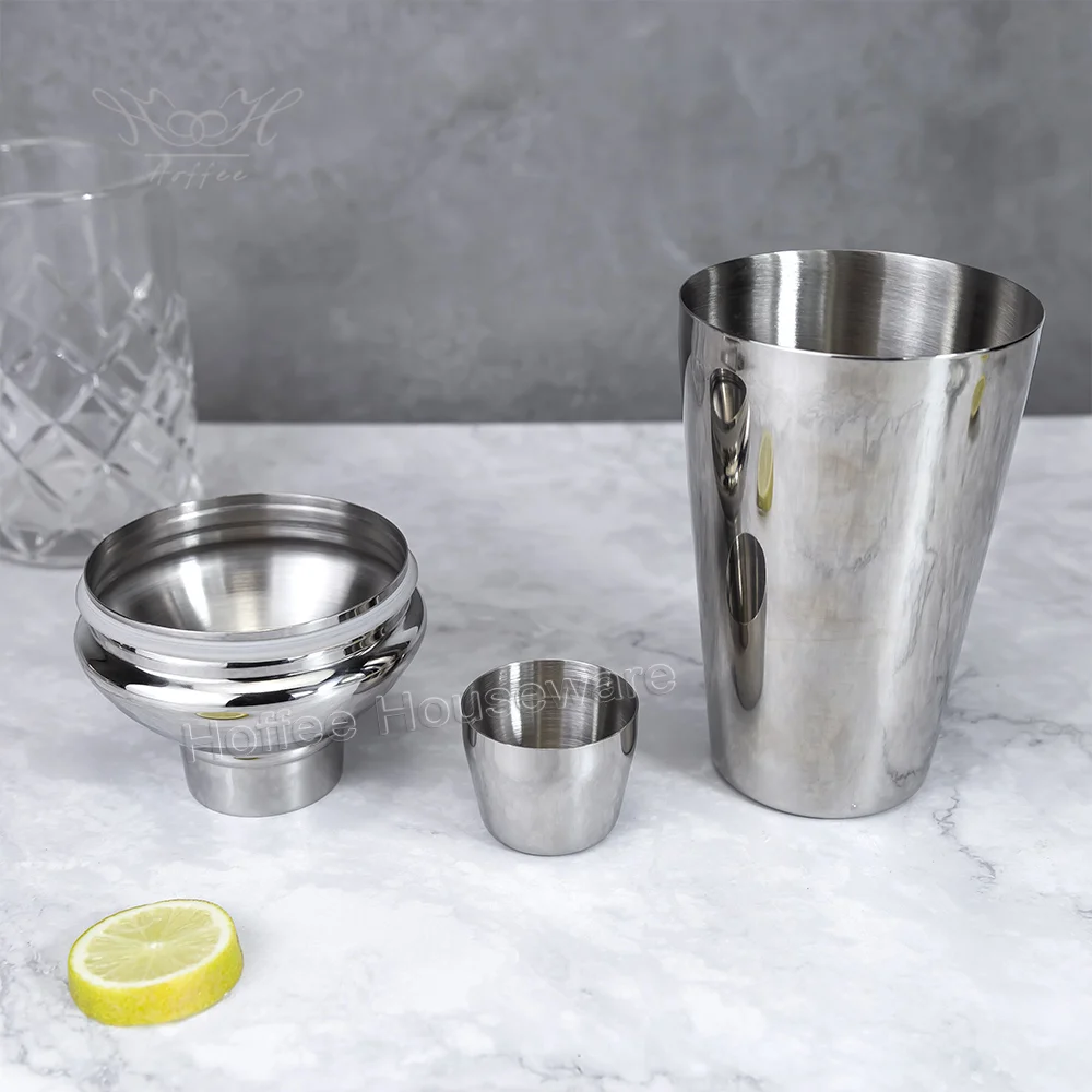 New Design 3 Piece Cobbler Cocktail Shaker 18/8 Stainless Steel Drinkware Mixing Glass Bartender Mixer Tools Bar Shaker