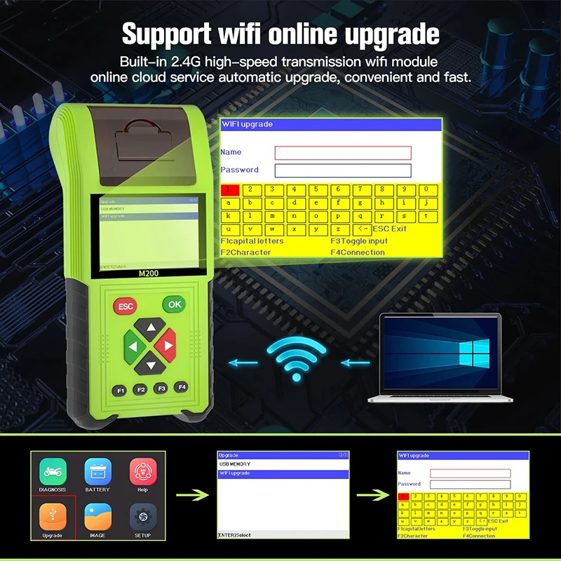 M200 New Product Pre-sale motorcycle scan 17 Cables Upgrade Software Thermal data printing motorcycle scanner with Wifi