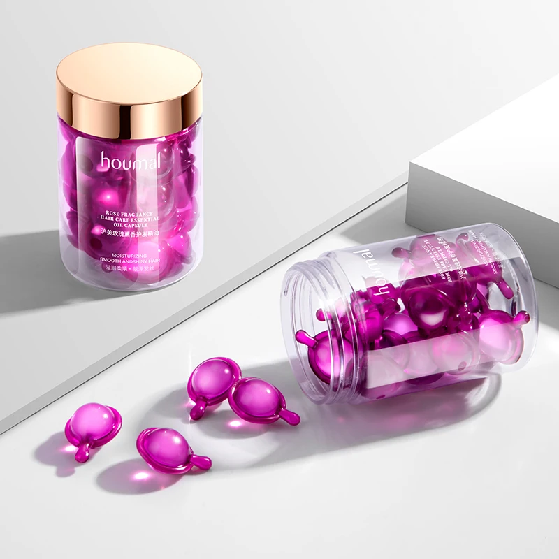HOUMAL hair extensions nourishing Rose essential oil hair serum soft capsule for hair care