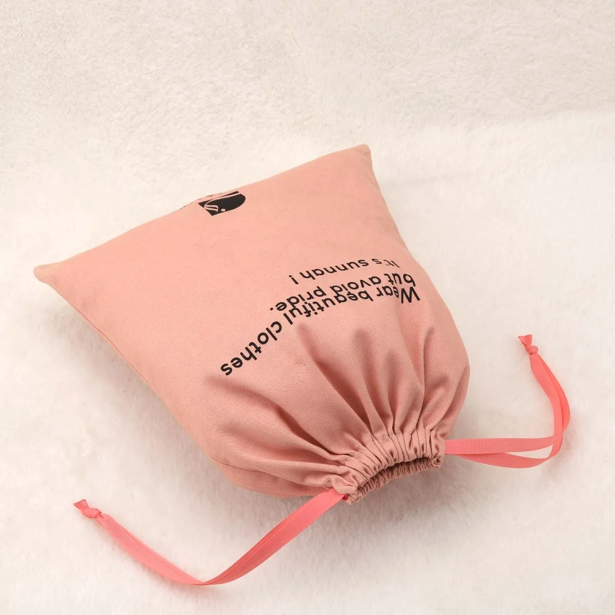 Custom Logo Printing Recyclable Cotton Twill Drawstring Pouch Bag For Shoes Eco-friendly Clothing Hat Storage Dust Bag