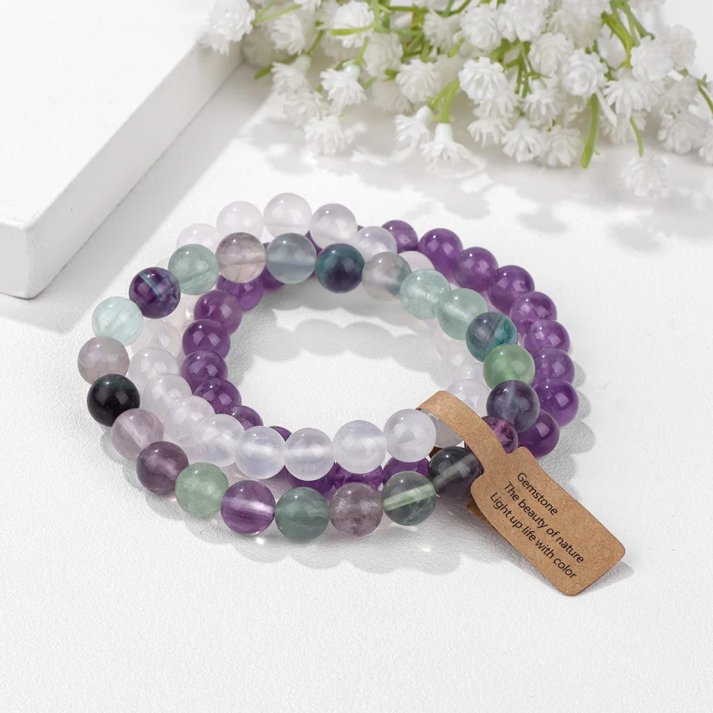 Hot Selling Natural Stone Crystal Beads Multi-Layer Amethyst Bracelets for Women and Men Semi-Precious Fashion Jewelry for All