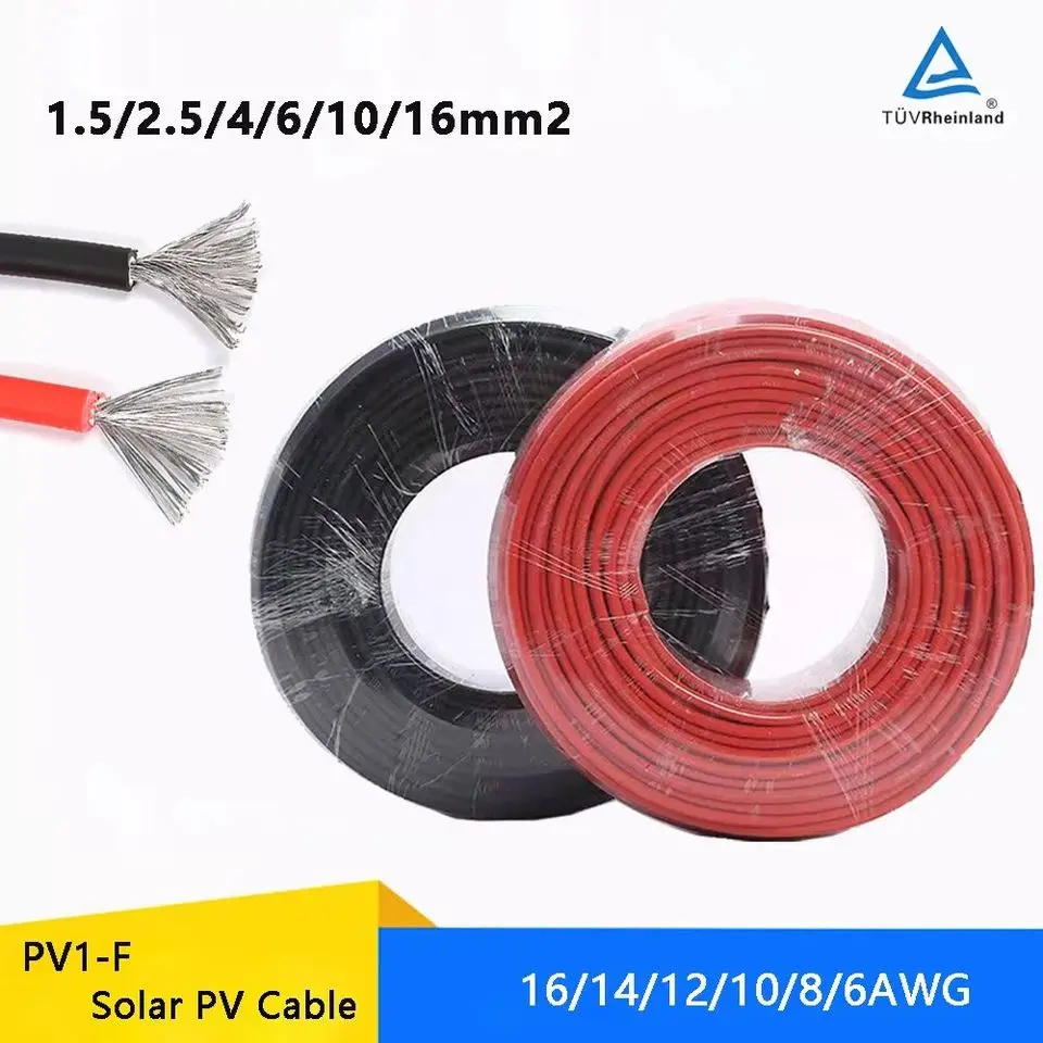 Solar Panel Extension Cable 10/6/4/2.5 mm2 16/14/12/10/8/6AWG DC Wire Copper Core PVC Insulated Electrical Power Cable