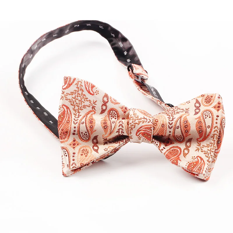 Chinese Manufacturer Hot Selling Bow Tie Good Quality Fashion Two Colors Paisley Design 100% Pure Silk Self Tie Bow Tie