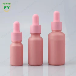 Пустая стеклянная пипетка Fuyun, косметическая сыворотка, матовая розовая матовая пипетка, флакон 30 мл, флакон с пипеткой для эфирного масла
