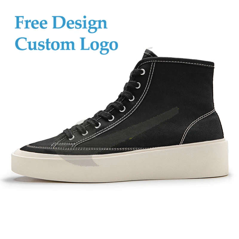 Factory Custom Logo Unisex Shoe High Top Stylish Rubber Thick Bottom Casual Shoes Canvas