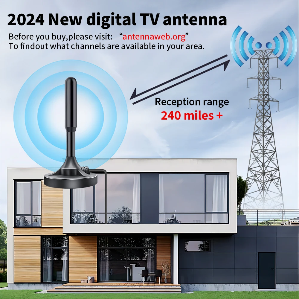 Magnetic Base TV Antena high gain hdtv antenas tv aerial hd dvbt antenna dvb-t uhf outdoor digital Indoor Tv Antenna