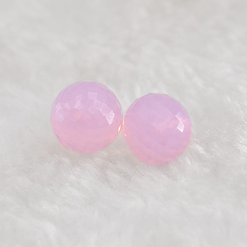 Wholesale price glass stone bead pink with hole synthetic loose Nanosital gemstone