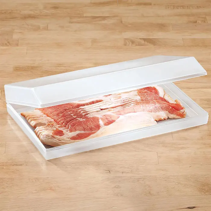 Clear plastic Cheese Bacon Keeper,Stay Fresh Green Containers bacon container for refrigerator