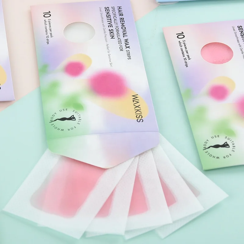 Waxkiss New Arrival Body Face Depilatory Wax Strips Hair Pre Cut Brow Cold Hair Removal Waxing Strips For Depilation