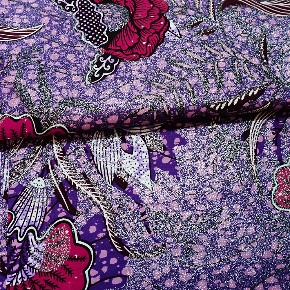 New African Grand Wax Fabric Ankara Best Golden Batik Pagne Loincloth Stuff Blue Cotton Sew Wedding Evening Dress