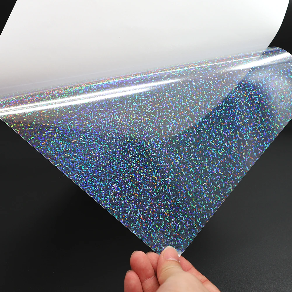 Custom Design Clear Self Adhesive PET Transparent Holographic Rainbow Film For Lamination 3d Glossy Laminating Film