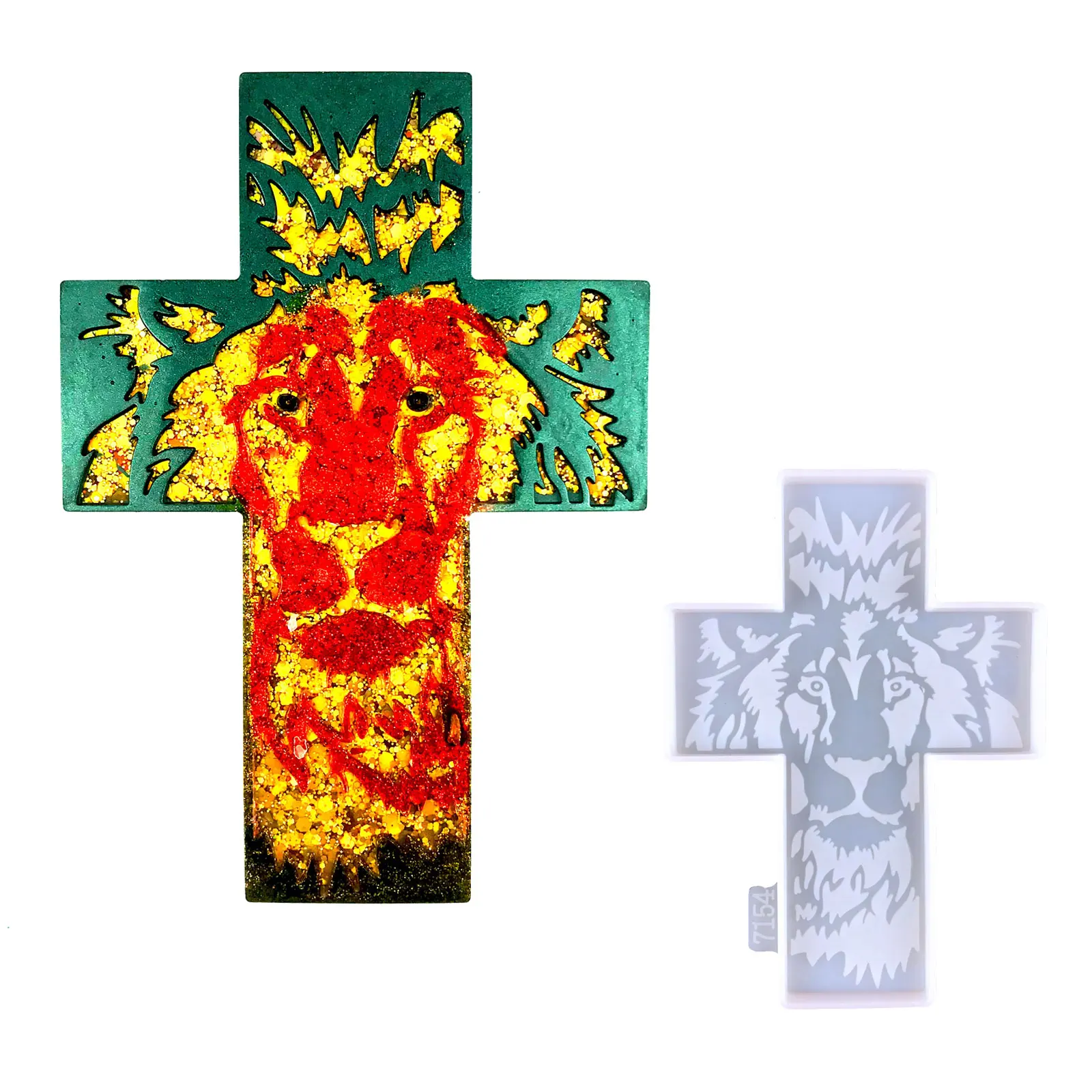 7154 lion cross silicone coaster mold DIY epoxy resin Cement mould